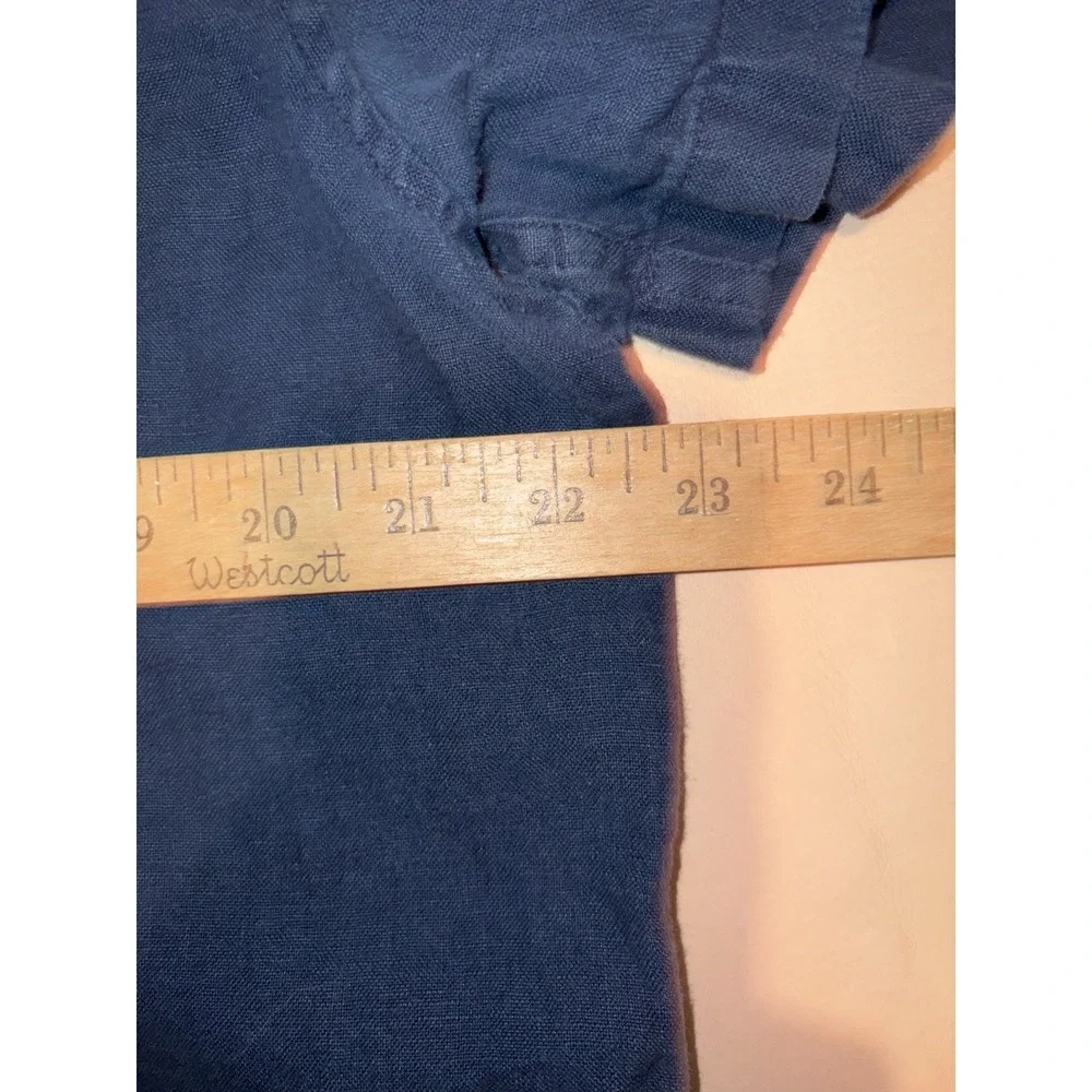 J. Crew Baird McNutt Irish Linen Solid Short Sleeve Large Classic Fit Navy Blue